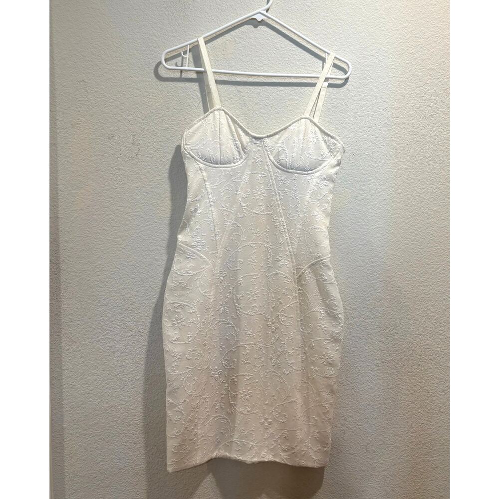 For Love & Lemons White Floral Bustier Sweetheart Neck Dress Size M